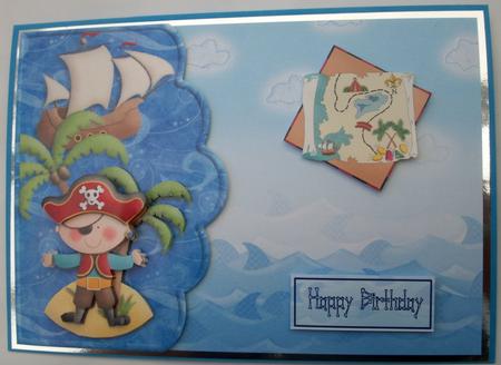 Boy Pirate Scalloped Edge Curve Card by Lynda Harman