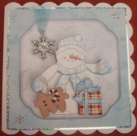 Snowman and Gingerbread Men Card with Decoupage by Lynda Harman