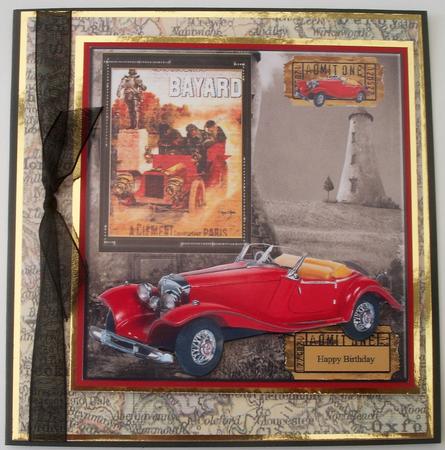 Race Day Card Topper & Pyramid Decoupage by Lynda Harman