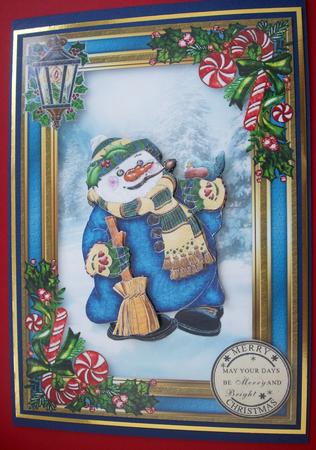 Snowman, Holly & Lantern by Lynda Harman