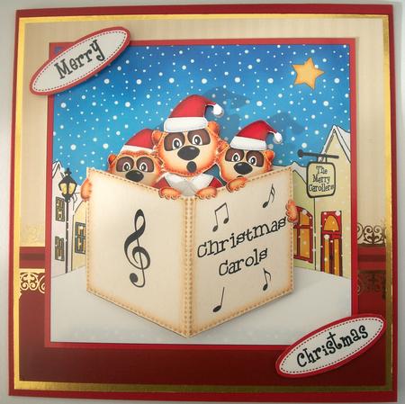 Carol Singing Meerkats Merry Carollers 3D Decoupage by Lynda Harman