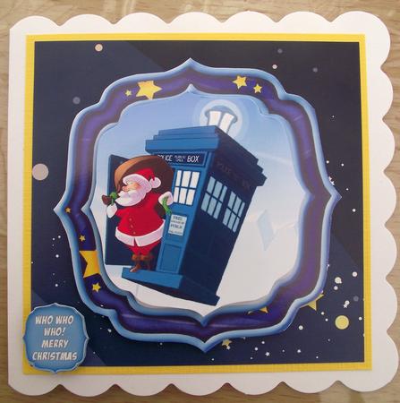 Double Curve Frame Pyramage Topper Santa Who? by Lynda Harman