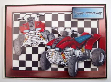 Red Quad Bikes in Glass Frame by Lynda Harman