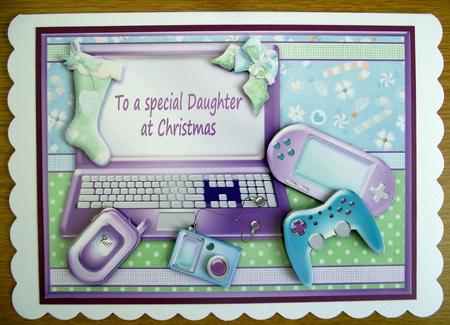 Christmas Lilac Games & Gadgets Decoupage Teenager by Lynda Harman
