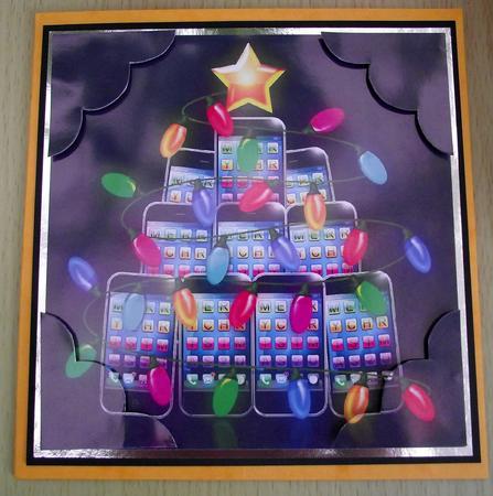 8 x 8 Fun Christmas Smart Phone Scalloped Corner Topper by Lynda Harman