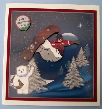 Snowboarding Teen Christmas Card Sbs by Lynda Harman