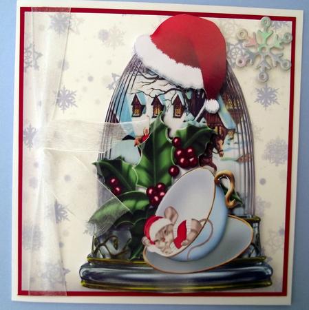 Mouse in Teacup Globe Christmas by Lynda Harman