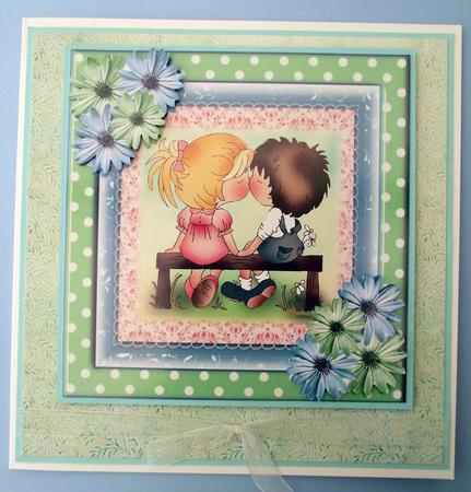 The First Kiss Card Topper by Lynda Harman