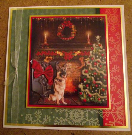 Christmas Morning German Shepard & Decoupage by Lynda Harman