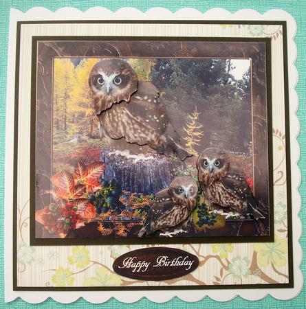Scenic Fall Owls Topper with Decoupage by Lynda Harman