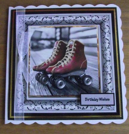 Rollerboots 6x6 Card Pyramid with Sentiment Tags by Lynda Harman