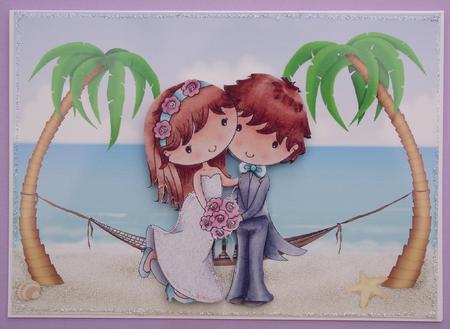 Beach Wedding Card Topper & Decoupage by Lynda Harman