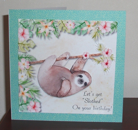 Funny Unisex Sloth birthday for 6 x 6 mini kit by Lynda McCracken