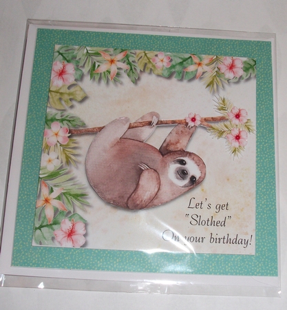 Funny Unisex Sloth birthday for 6 x 6 mini kit by Lynda McCracken