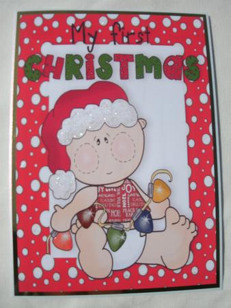 Cute Baby Boys 1st Christmas A4 by Lynda Tully
