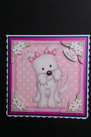 8 x 8 Jess Westie Dog Scalloped Corner Topper by Lynda Tully