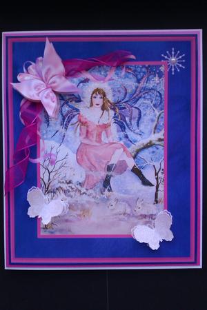 Snow Fairy Watercolour Topper with Lace Butterflies by Lynda Tully