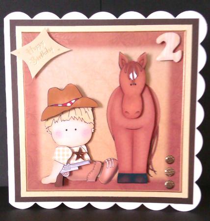 Cowboy Birthday Boy Ages 2-9 Card Topper by Lynda Tully