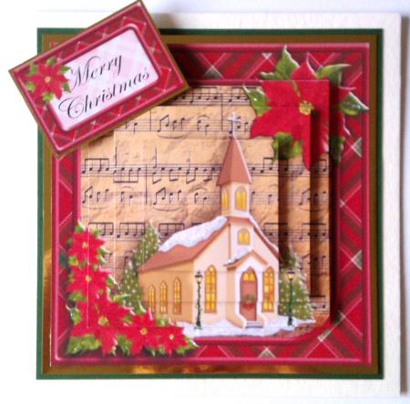 Christmas Church Silent Night Pyramage Square Topper by Lynda Tully