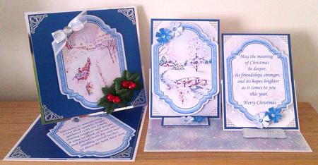 Vintage Christmas Scenes Toppers & Insert Plaques Blue 4 by Lynda Tully
