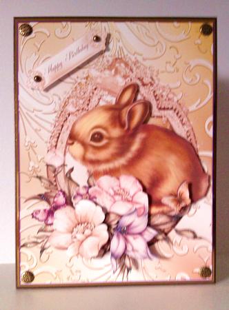 Cute Little Bunny Card Front by Lynda Tully