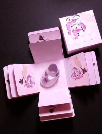 Christmas Baby Girl Exploding Box and Shoe by Lynda Tully