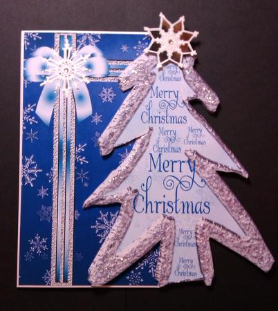 Silver Over the Edge Christmas Tree on Snowflakes by Lynda Tully