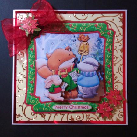 Foxes Carol Christmas Card Topper & Decoupage by Lynda Tully