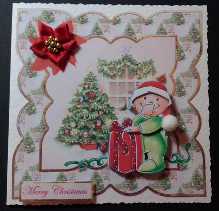 Santa Has Been Card Front with Decoupage by Lynda Tully