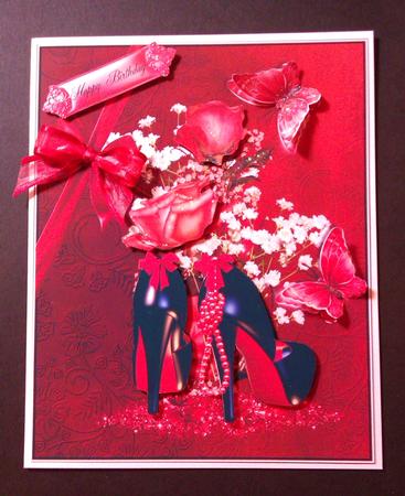 Red Soles Black Shoe Card Topper by Lynda Tully