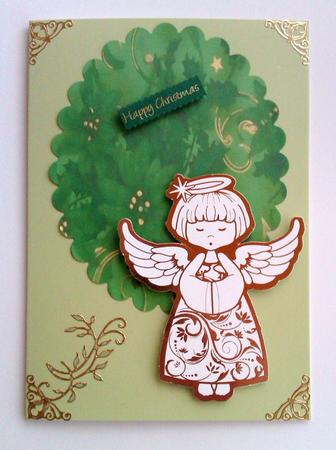Green Swirls and Poinsettia Paper by Lynda Tully