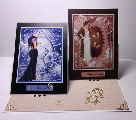 Two Art Deco Ladies Card Toppers by Lynda Tully
