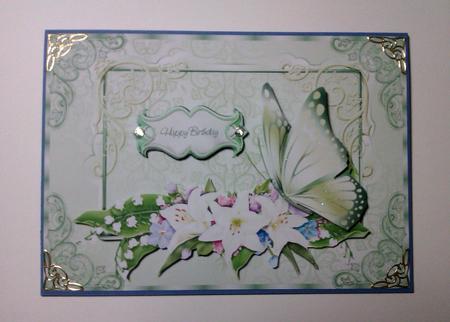 Butterfly and Lilies Card Front with Decoupage by Lynda Tully