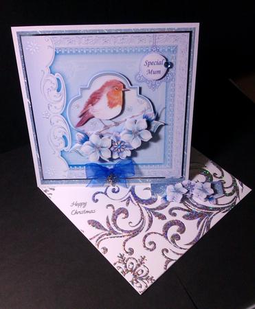 Christmas Robin & Florals Topper & Decoupage by Lynda Tully