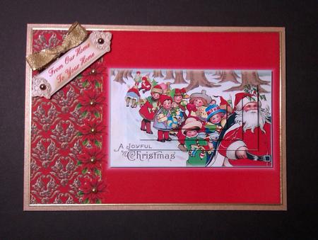 Pyramid Santa and His Followers Card Topper by Lynda Tully