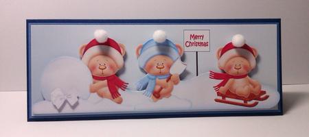 Large Dl Card Snowfun Teddies by Lynda Tully