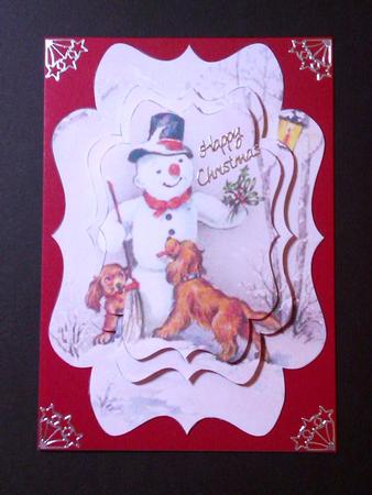 Snowman and Dogs Fancy Bracket Tunnel Sheet by Lynda Tully