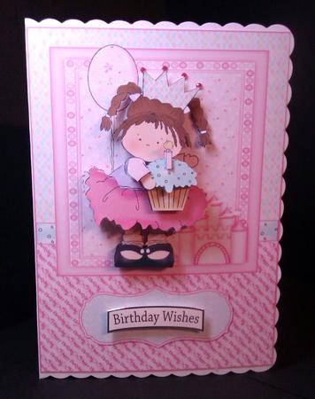 Cupcake Princess Card Front and Decoupage by Lynda Tully