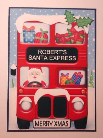 Xmas Santa Express Robert A5 Quick Card N 3D Decoupage by Lynda Tully