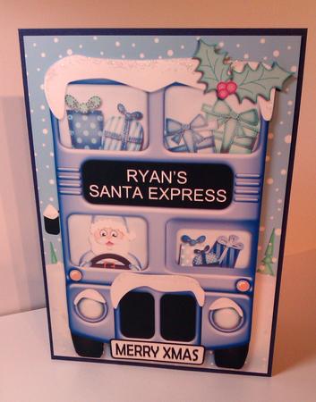 Xmas Santa Express Ryan A5 Quick Card N 3D Decoupage by Lynda Tully
