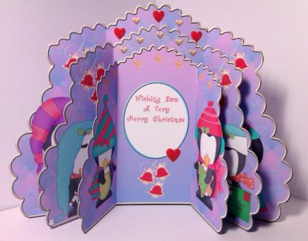 Triple Layer Gatefold - Xmas Penguins by Lynda Tully