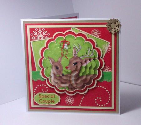 Deer Couple Christmas 2 Sheet Kit Topper Decoupage Insert by Lynda Tully