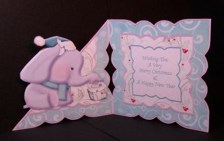 Christmas Elephant All in One Over the Edge Card by Lynda Tully