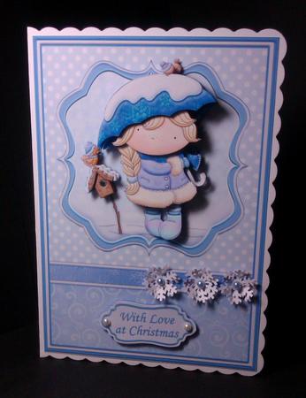 Izzy's Snowy Umbrella Christmas Card & Decoupage by Lynda Tully
