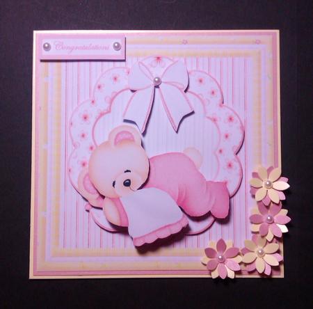Slumber Teddy Bear Card Front by Lynda Tully