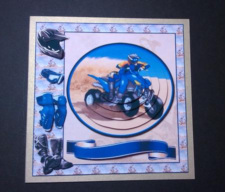 Atv Racer Oval Pyramide and Decoupage by Lynda Tully