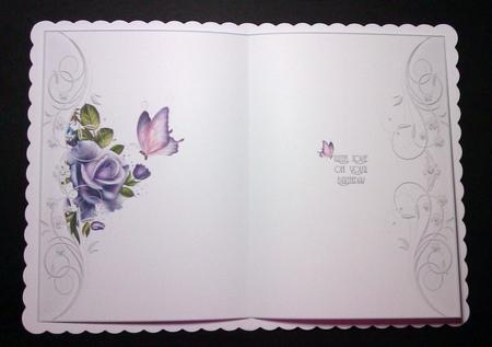Lilac Roses Birthdat Insert by Lynda Tully