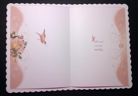 Butterfly & Roses Birthday Insert by Lynda Tully