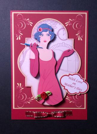 Flapper Girl in Red Topper & Decoupage by Lynda Tully