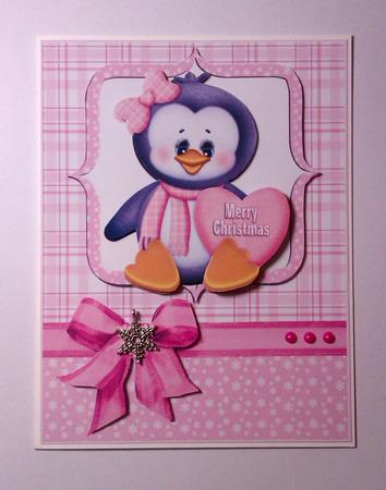 Christmas Penguin Daughter Quick Card by Lynda Tully